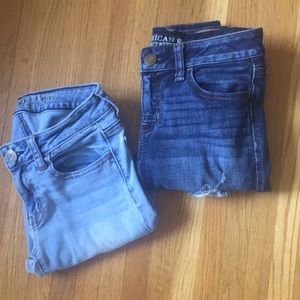 Two pairs American eagle jeans